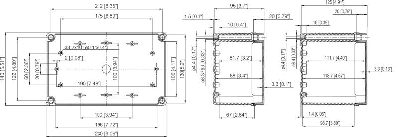 Cassetta in policarbonato IP67 - SERIE PC M 95 G (230x140x95) - ALEYAY