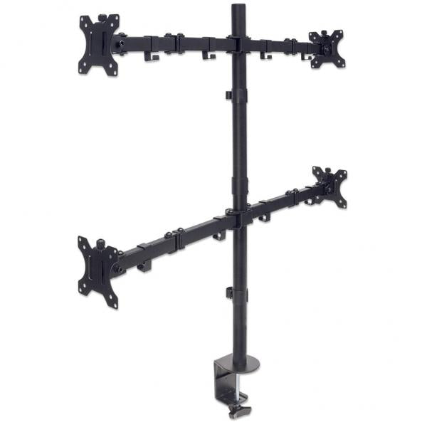 Manhattan 461566 Supporti a parete per TV 81,3 cm [32] Scrivania Nero (TV/MONITOR DESK MOUNT 4 SCREENS - 27IN CLAMP VESA TO 100X100MM)