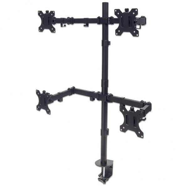 Manhattan 461566 Supporti a parete per TV 81,3 cm [32] Scrivania Nero (TV/MONITOR DESK MOUNT 4 SCREENS - 27IN CLAMP VESA TO 100X100MM)