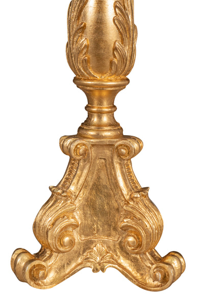 Biscottini CANDELIERE IN LEGNO FINITURA IN FOGLIA ORO ANTICATO ANTICATA MADE IN ITALY