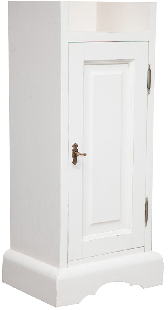 Biscottini Piccola libreria in legno massello di tiglio finitura bianca anticata L40xPR30xH196 cm. Made in Italy