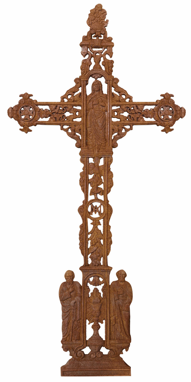 Biscottini Croce in fusione di ghisa finitura ruggine naturale 85x4x175 cm Riproduzione