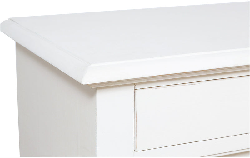 Biscottini Credenza Country in legno massello di tiglio finitura bianca anticata 197x50x91 cm. Made in Italy