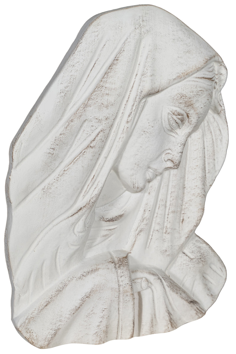 Biscottini DECORO DA PARETE VOLTO MADONNA FINITURA BIANCO ANTICATO MADE IN ITALY Offerta