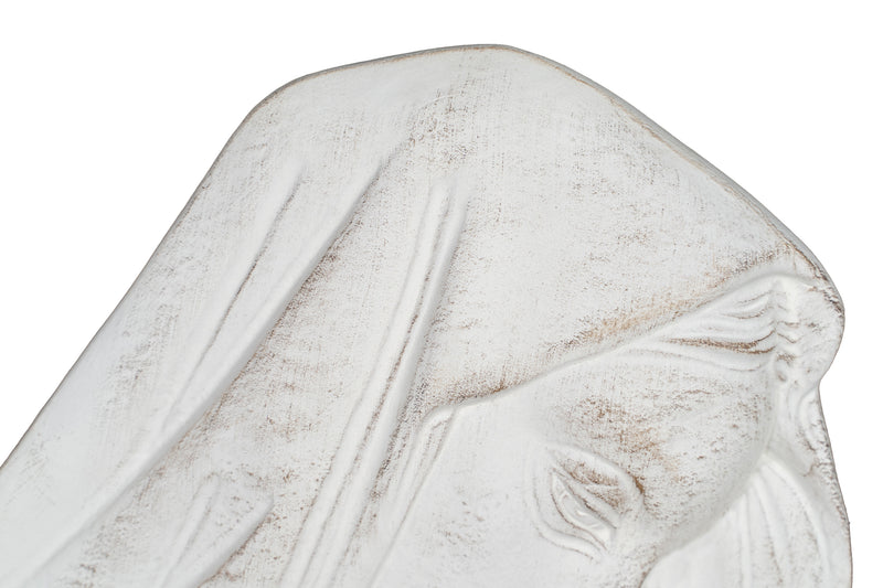 Biscottini DECORO DA PARETE VOLTO MADONNA FINITURA BIANCO ANTICATO MADE IN ITALY Offerta