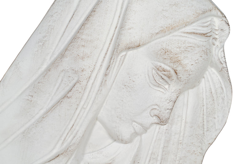 Biscottini DECORO DA PARETE VOLTO MADONNA FINITURA BIANCO ANTICATO MADE IN ITALY Offerta