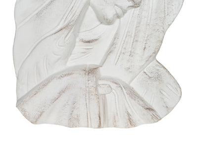 Biscottini DECORO DA PARETE VOLTO MADONNA FINITURA BIANCO ANTICATO MADE IN ITALY Offerta