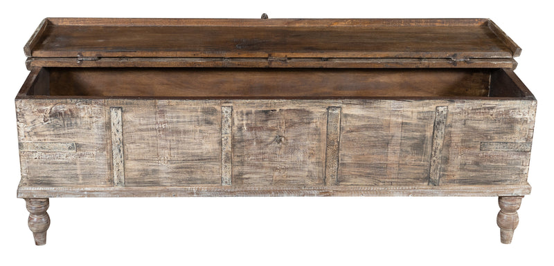 Biscottini Cassapanca in legno massello di teak vecchio finemente lavorata, dimensioni