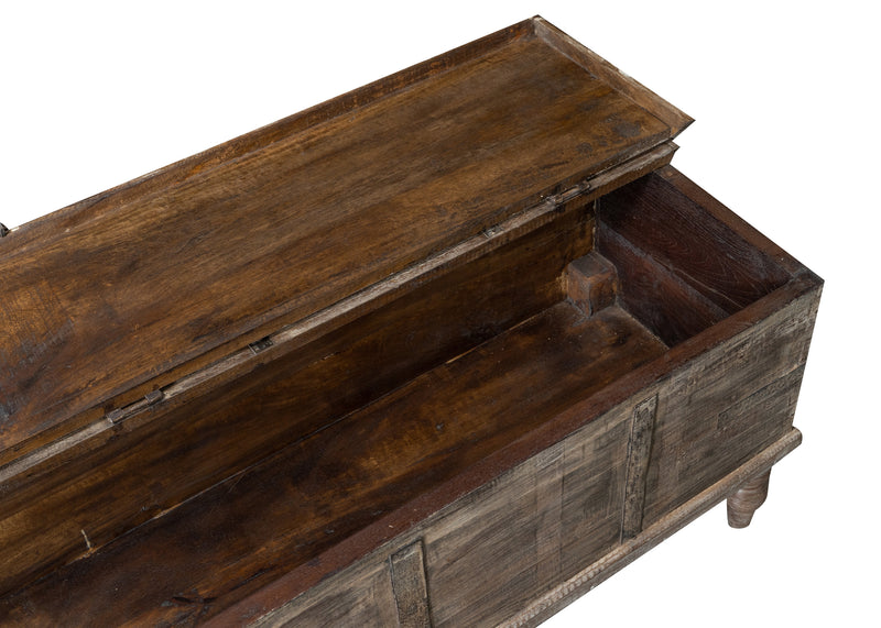 Biscottini Cassapanca in legno massello di teak vecchio finemente lavorata, dimensioni