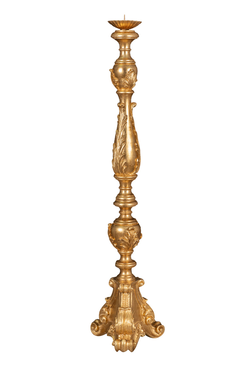 Biscottini CANDELIERE IN LEGNO FINITURA FOGLIA ORO ANTICATA MADE IN ITALY dimensioni