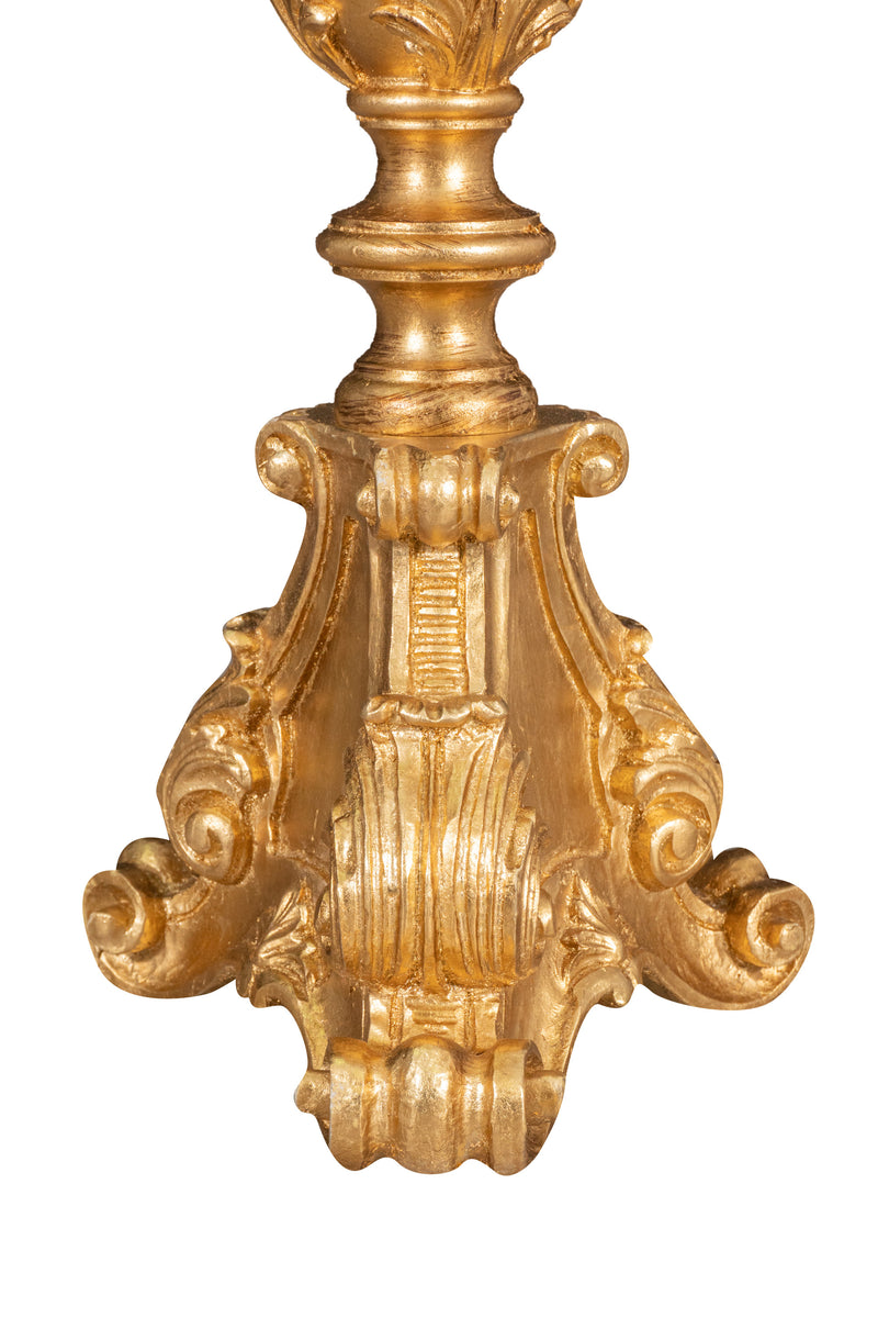 Biscottini CANDELIERE IN LEGNO FINITURA FOGLIA ORO ANTICATA MADE IN ITALY dimensioni