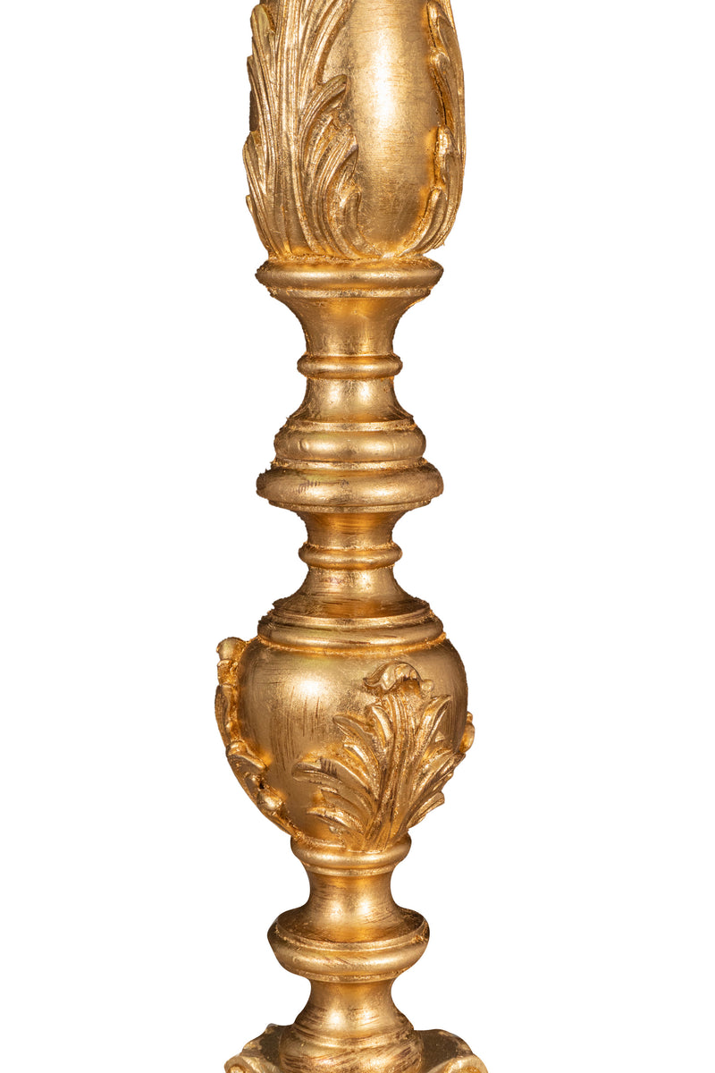 Biscottini CANDELIERE IN LEGNO FINITURA FOGLIA ORO ANTICATA MADE IN ITALY dimensioni