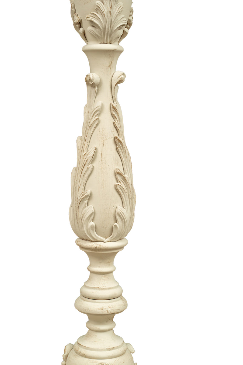 Biscottini CANDELIERE IN LEGNO FINITURA BIANCA ANTICATA MADE IN ITALY dimensioni lunghezza