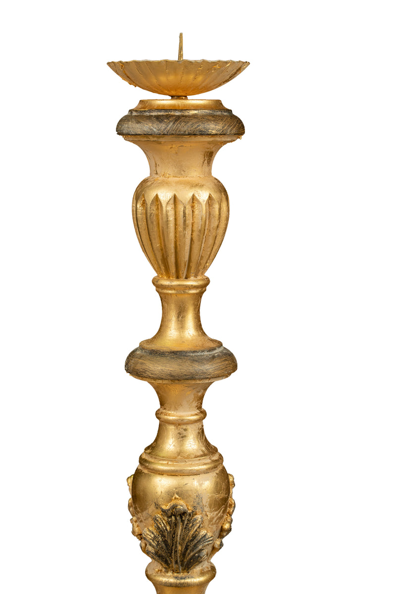 Biscottini CANDELIERE IN LEGNO FINITURA FOGLIA ORO ANTICATO E NERO MADE IN ITALY Offerta