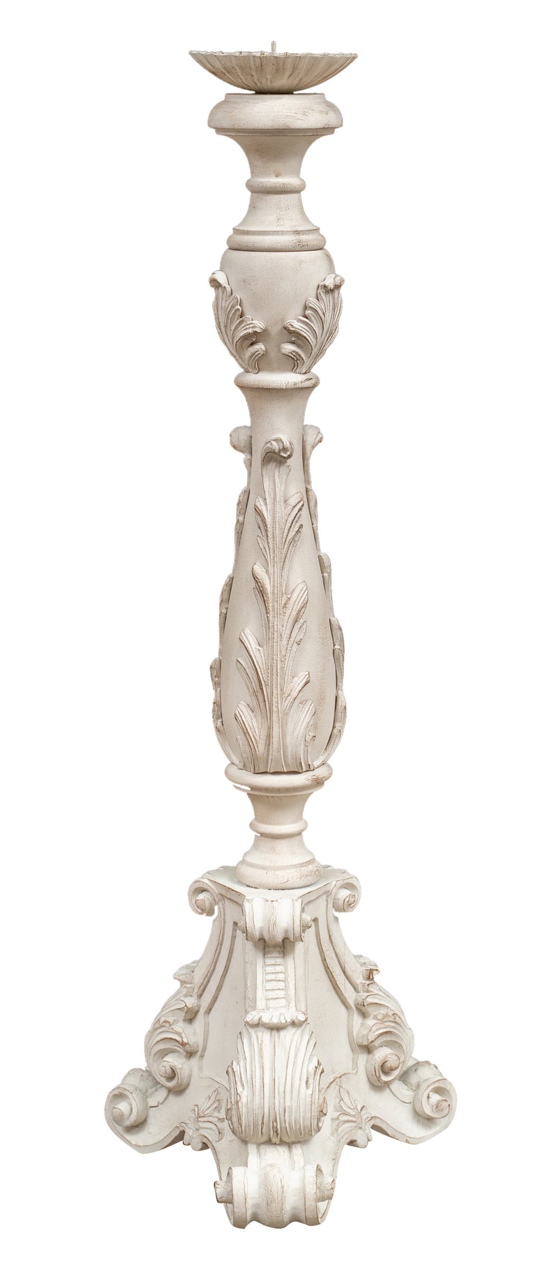 Biscottini CANDELIERE IN LEGNO FINITURA BIANCA ANTICATA MADE IN ITALY dimensioni lunghezza