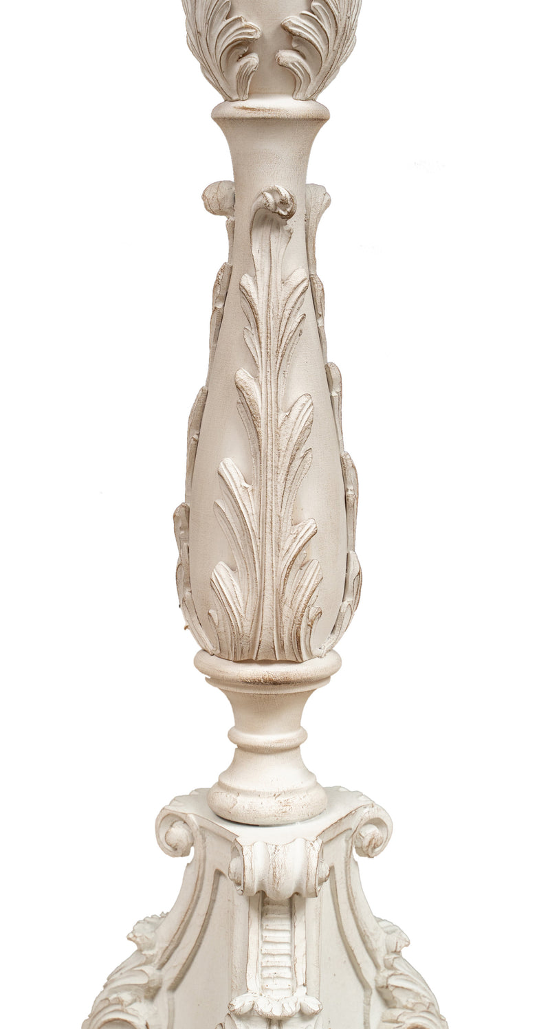 Biscottini CANDELIERE IN LEGNO FINITURA BIANCA ANTICATA MADE IN ITALY dimensioni lunghezza