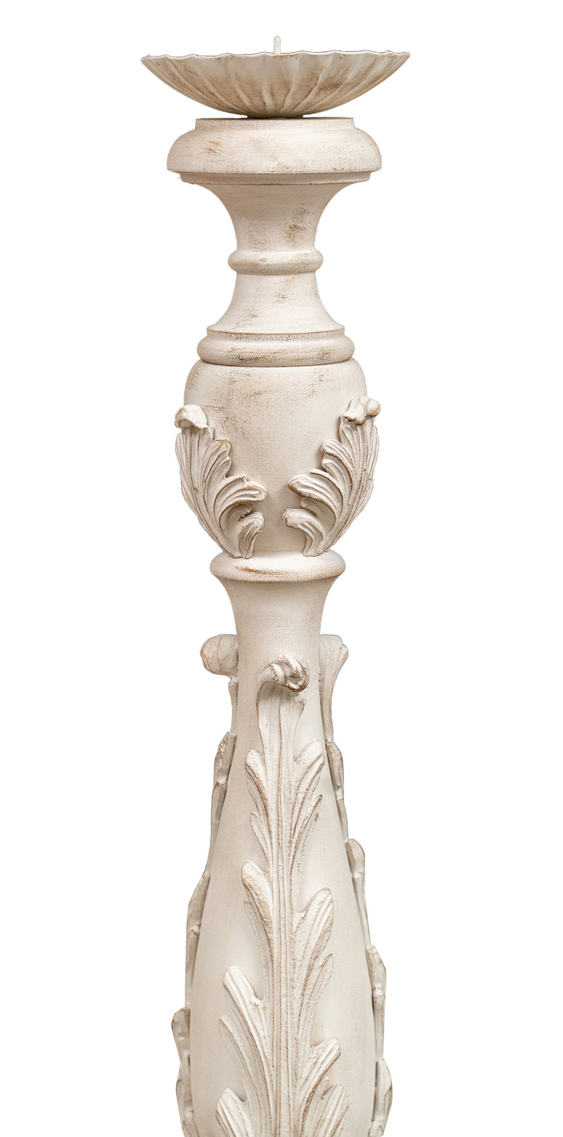 Biscottini CANDELIERE IN LEGNO FINITURA BIANCA ANTICATA MADE IN ITALY dimensioni lunghezza