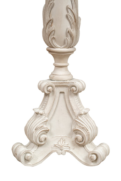 Biscottini CANDELIERE IN LEGNO FINITURA BIANCA ANTICATA MADE IN ITALY dimensioni lunghezza