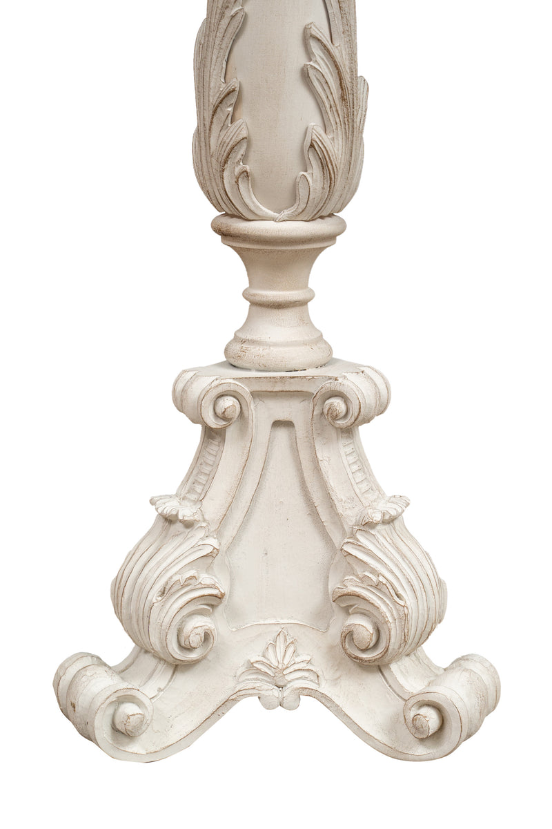 Biscottini CANDELIERE IN LEGNO FINITURA BIANCA ANTICATA MADE IN ITALY dimensioni lunghezza