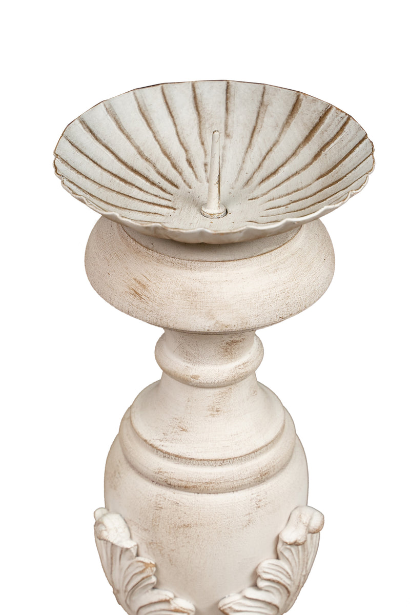 Biscottini CANDELIERE IN LEGNO FINITURA BIANCA ANTICATA MADE IN ITALY dimensioni lunghezza