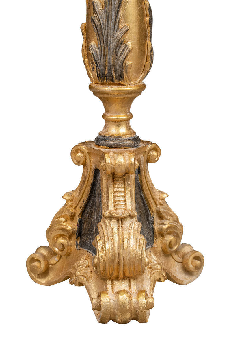 Biscottini CANDELIERE IN LEGNO FINITURA FOGLIA ORO ANTICATO E NERO MADE IN ITALY Offerta