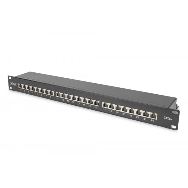 Digitus Pannello patch CAT 6A, classe EA, schermato (CAT6A CLASSEA PATCHPANEL - 1U 24-PORT BLACK SHIELDED)