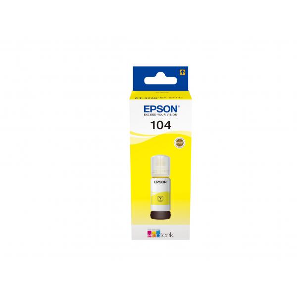 Cartuccia originale ad inchiostro Epson C13T00P440 Ecotank 104 - Flacone di inchiostro originale per stampanti Epson Ecotank - Giallo
