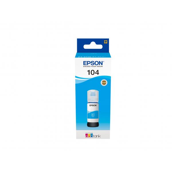 Cartuccia originale ad inchiostro Epson C13T00P240 Ecotank 104 - Flacone di inchiostro originale per stampanti Epson Ecotank - Ciano