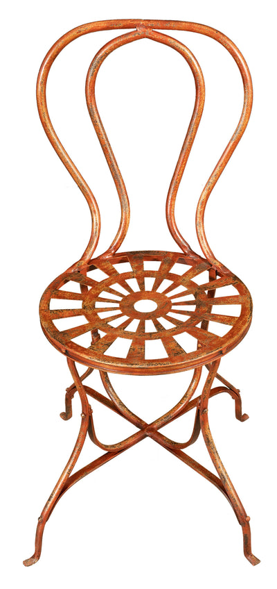 Biscottini Sedia in ferro battuto da esterno da giardino da pranzo finitura rosso anticata