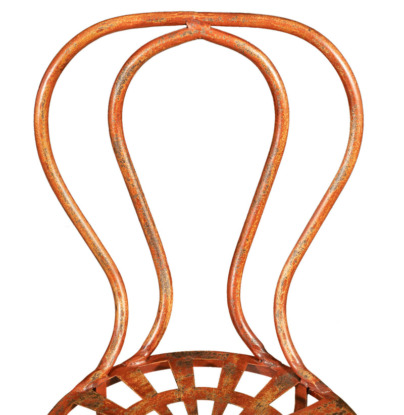 Biscottini Sedia in ferro battuto da esterno da giardino da pranzo finitura rosso anticata