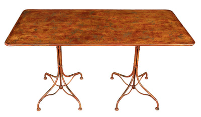 Biscottini TAVOLO IN FERRO BATTUTO FINITURA ROSSO ANTICATO dimensioni lunghezza profondità