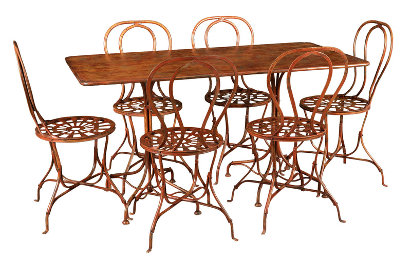 Biscottini TAVOLO IN FERRO BATTUTO FINITURA ROSSO ANTICATO dimensioni lunghezza profondità