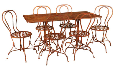 Biscottini TAVOLO IN FERRO BATTUTO FINITURA ROSSO ANTICATO dimensioni lunghezza profondità