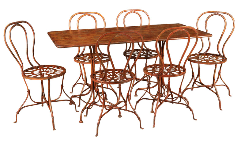 Biscottini TAVOLO IN FERRO BATTUTO FINITURA ROSSO ANTICATO dimensioni lunghezza profondità