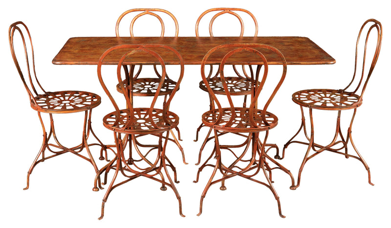 Biscottini TAVOLO IN FERRO BATTUTO FINITURA ROSSO ANTICATO dimensioni lunghezza profondità