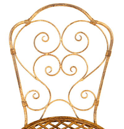 Biscottini Sedia in ferro battuto da esterno da giardino da pranzo finitura crema anticata