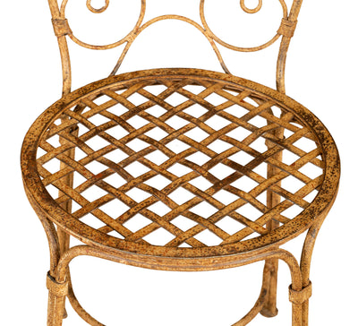 Biscottini Sedia in ferro battuto da esterno da giardino da pranzo finitura crema anticata