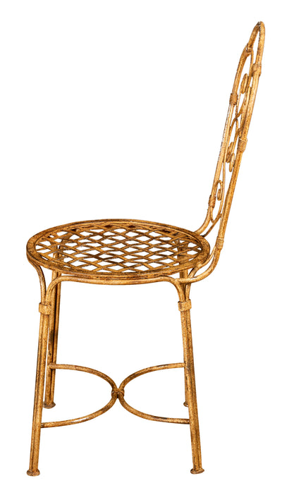 Biscottini Sedia in ferro battuto da esterno da giardino da pranzo finitura crema anticata