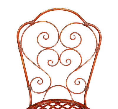 Biscottini Sedia in ferro battuto da esterno da giardino da pranzo finitura rosso anticata