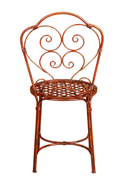 Biscottini Sedia in ferro battuto da esterno da giardino da pranzo finitura rosso anticata