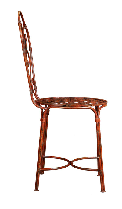 Biscottini Sedia in ferro battuto da esterno da giardino da pranzo finitura rosso anticata