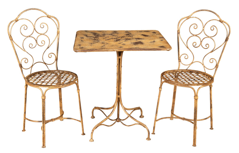 Biscottini TAVOLO IN FERRO BATTUTO FINITURA CREMA ANTICATA quadrato dimensioni lunghezza