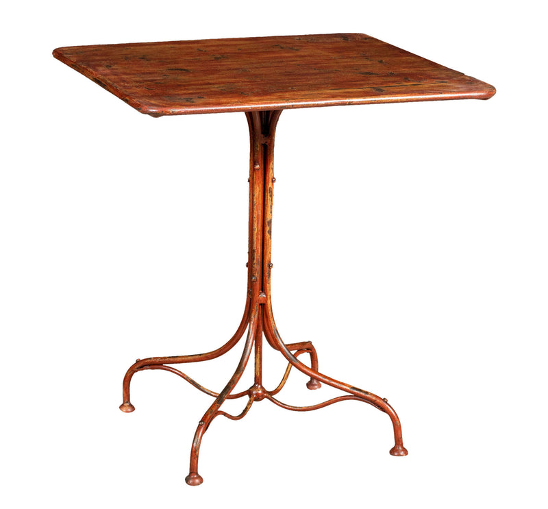 Biscottini TAVOLO IN FERRO BATTUTO FINITURA ROSSO ANTICATO quadrato dimensioni lunghezza