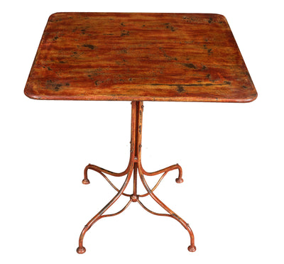 Biscottini TAVOLO IN FERRO BATTUTO FINITURA ROSSO ANTICATO quadrato dimensioni lunghezza