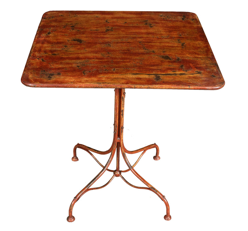 Biscottini TAVOLO IN FERRO BATTUTO FINITURA ROSSO ANTICATO quadrato dimensioni lunghezza