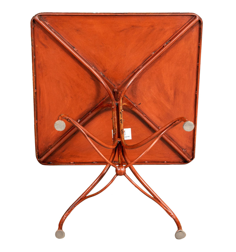 Biscottini TAVOLO IN FERRO BATTUTO FINITURA ROSSO ANTICATO quadrato dimensioni lunghezza