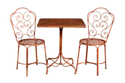 Biscottini TAVOLO IN FERRO BATTUTO FINITURA ROSSO ANTICATO quadrato dimensioni lunghezza