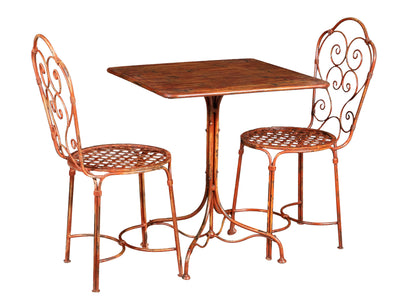 Biscottini TAVOLO IN FERRO BATTUTO FINITURA ROSSO ANTICATO quadrato dimensioni lunghezza