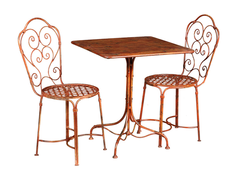 Biscottini TAVOLO IN FERRO BATTUTO FINITURA ROSSO ANTICATO quadrato dimensioni lunghezza