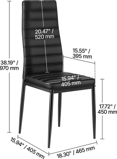 6 x Sedia per sala da pranzo (nero) con imbottitura in similpelle di alta qualitá per sala da pranzo / salotto / cucina -set